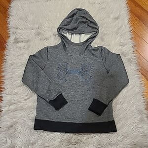 Under Armour womens loose cold gear gray and blue hooded logo sweatshirt size xs